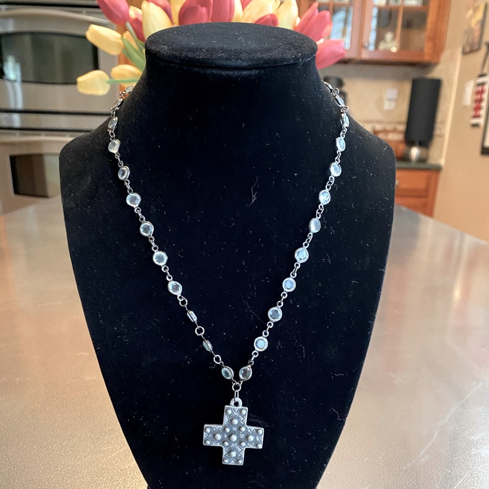 Cross necklace on a delicate Gemstone chain